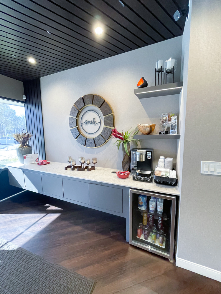 Complimentary refreshment bar at Reflections Dental Spa